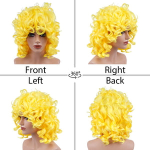 Short Curly Wigs for Black Women Synthetic Hair Heat Resistant Fluffy Natura Wigs for African American Women (Black) - Wigtrends