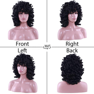 Short Curly Wigs for Black Women Synthetic Hair Heat Resistant Fluffy Natura Wigs for African American Women (Black) - Wigtrends