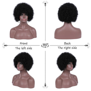 Short Curly Wigs for Black Women Synthetic Hair Heat Resistant Fluffy Natura Wigs for African American Women (Black) - Wigtrends