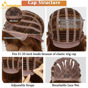 Short Hair Bob Wigs for Women Brown Pixie Cut Human Hair Wigs with Bang - Wigtrends