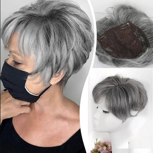 Short Hair Pixie Cut Curly Hair Toppers for Women with Bangs Clip in 100% Human Hair Wigs - Wigtrends