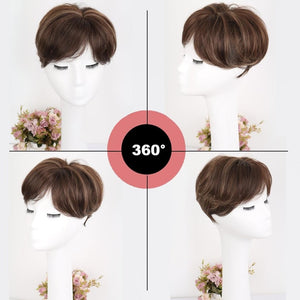 Short Hair Pixie Cut Curly Hair Toppers for Women with Bangs Clip in 100% Human Hair Wigs - Wigtrends