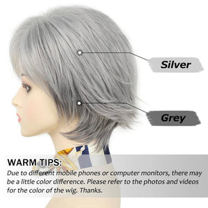 Short Hair Wigs with Bangs Dark Brown Mixed Blonde Pixie Cut Wig for Women Straight Human Hair Wigs - Wigtrends