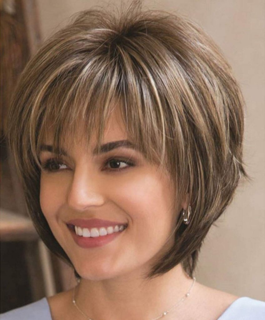 Short Hair Wigs with Bangs Dark Brown Mixed Blonde Pixie Cut Wig for Women Straight Human Hair Wigs - Wigtrends
