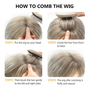 Short Hair Wigs with Bangs Dark Brown Mixed Blonde Pixie Cut Wig for Women Straight Human Hair Wigs - Wigtrends