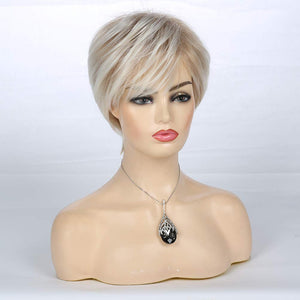 Short Layered Blonde Wigs for Women Synthetic Heat Resistant Pixie Wig with Wig Cap - Wigtrends