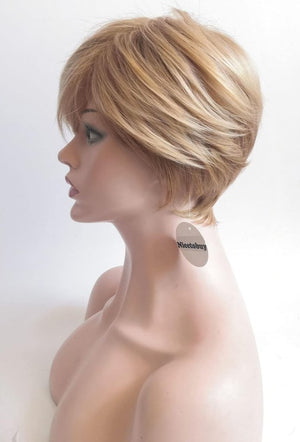 Short Straight Ginger Heat Resistant Synthetic Wig with Side Bang Wig Cap Blonde - Wigtrends