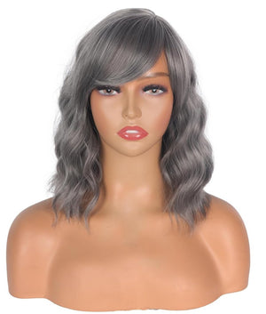 Short Wavy Gray For Black Women With Bangs Salt And Pepper Human Hair Wigs - Wigtrends