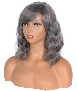 Short Wavy Gray For Black Women With Bangs Salt And Pepper Human Hair Wigs - Wigtrends
