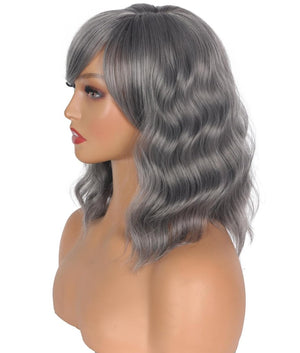 Short Wavy Gray For Black Women With Bangs Salt And Pepper Human Hair Wigs - Wigtrends