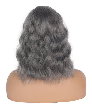Short Wavy Gray For Black Women With Bangs Salt And Pepper Human Hair Wigs - Wigtrends
