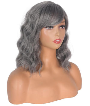 Short Wavy Gray For Black Women With Bangs Salt And Pepper Human Hair Wigs - Wigtrends