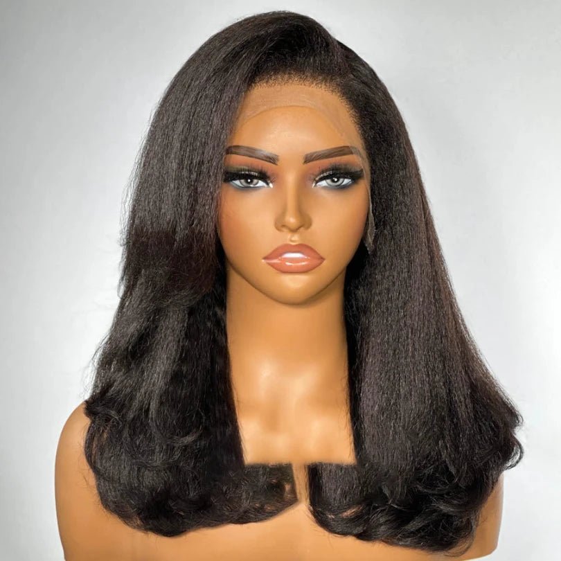 Shoulder Length Layered Kinky Straight Wig - Wigtrends
