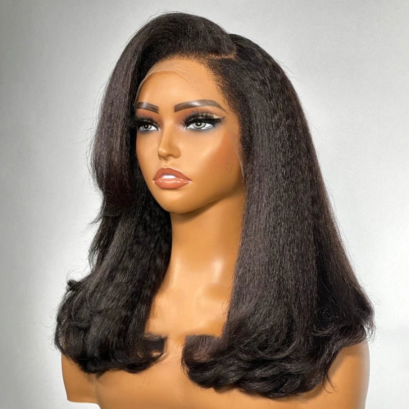 Shoulder Length Layered Kinky Straight Wig - Wigtrends