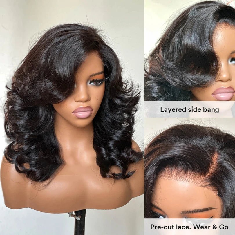 Shoulder Length Layered Wave Wig with Side Bangs - Wigtrends