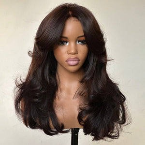 Shoulder Length Layered Wavy With Curtain Bangs - Wigtrends