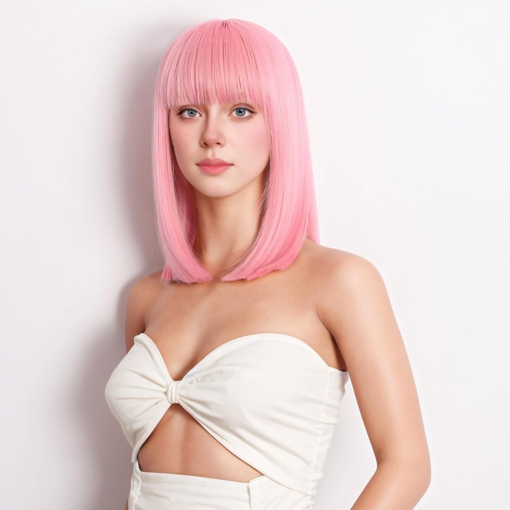 Shoulder Length Straight Bob 100% Human Hair Wig with Bangs Women's Short Bob Wigs - Wigtrends