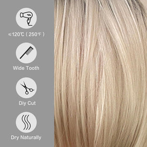 Side Parting Short Bob Sliver Mix White Lace Front Hair Natural Glueless Wig - Wigtrends