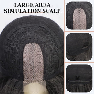 Side Parting Short Bob Sliver Mix White Lace Front Hair Natural Glueless Wig - Wigtrends