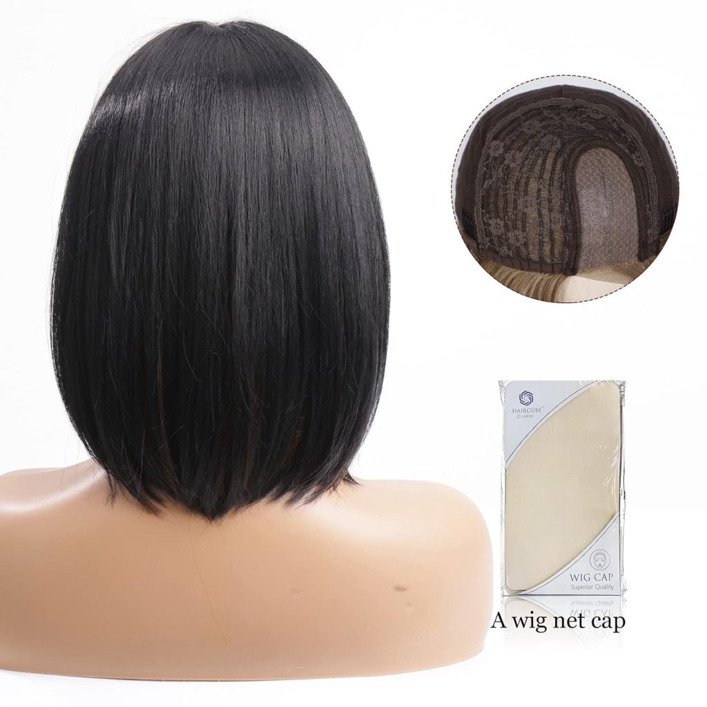 Side Parting Short Bob Sliver Mix White Lace Front Hair Natural Glueless Wig - Wigtrends