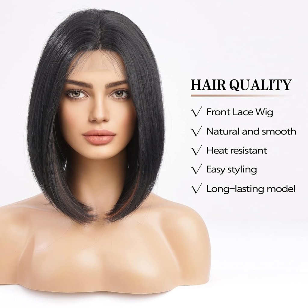 Side Parting Short Bob Sliver Mix White Lace Front Hair Natural Glueless Wig - Wigtrends