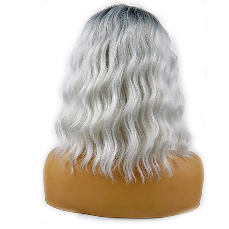 Silver Gray Black Ombre | Non Lace Front Daily Wear or Party Wig | 180% Density | Human Hair Feel | Adjustable Wig Cap | Heat Resistant 14' - Wigtrends