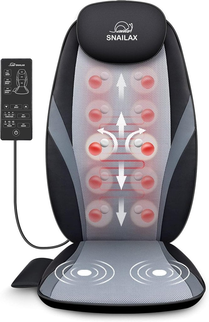 Snailax Shiatsu Massage Cushion with Heat Massage Chair Pad Kneading Back Massager for Home Office Seat use - Wigtrends