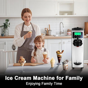 Soft Serve Ice Cream Machine 3.2 Gals Ice Cream Maker Machine Single Flavor Commercial Ice Cream Machine Countertop Soft Serve Ice Cream Maker with Pre - Cooling for Home Store School - Wigtrends