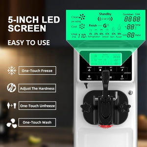 Soft Serve Ice Cream Machine 3.2 Gals Ice Cream Maker Machine Single Flavor Commercial Ice Cream Machine Countertop Soft Serve Ice Cream Maker with Pre - Cooling for Home Store School - Wigtrends