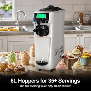 Soft Serve Ice Cream Machine 3.2 Gals Ice Cream Maker Machine Single Flavor Commercial Ice Cream Machine Countertop Soft Serve Ice Cream Maker with Pre - Cooling for Home Store School - Wigtrends