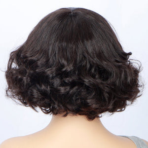Soul Lady Vintage Style Short Loose Wave Bob Real Human Hair Weargo Silk Top Lace Wigs With Bangs For Women - Wigtrends