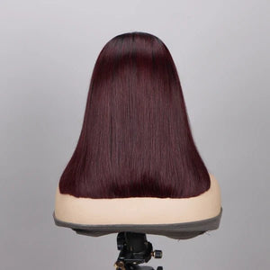SoulLady Burgundy Straight Bob Wigs 5x5 HD Lace Wig with Black Roots - Wigtrends