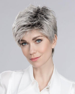 Spring Hi Wig Petite Avg Cap Color Salt Pepper Mix - Ellen Wille Wigs 2.5" Short Natural Lace Front Hairline Synthetic Monofilament Crowne Neck Hugging Nape Peluca - Wigtrends