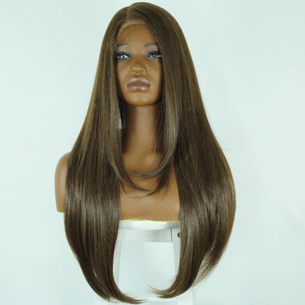Straight Long Honey Blonde Synthetic Lace Front Wig - Wigtrends