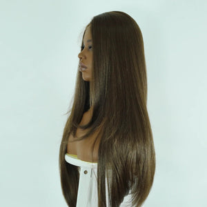 Straight Long Honey Blonde Synthetic Lace Front Wig - Wigtrends
