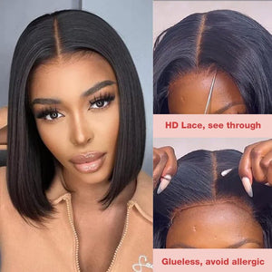 Straight Wear & Go Bob Wig Pre Cut HD Lace Closure Glueless Human Hair Wigs - Wigtrends