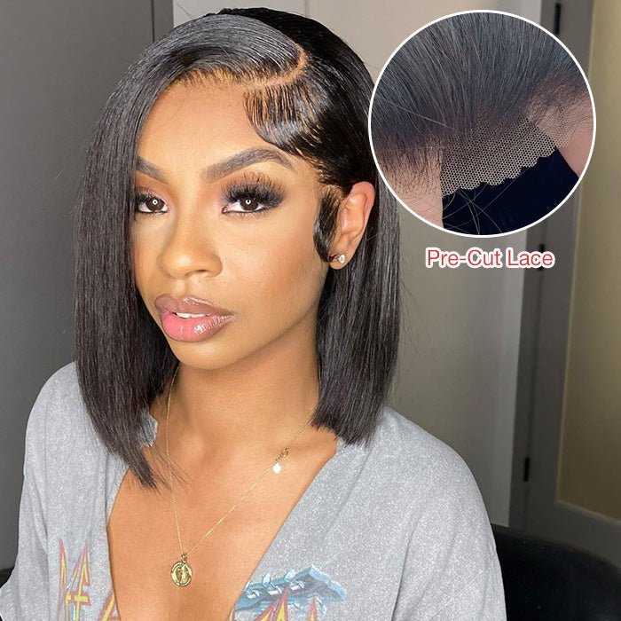 Straight Wear & Go Bob Wig Pre Cut HD Lace Closure Glueless Human Hair Wigs - Wigtrends