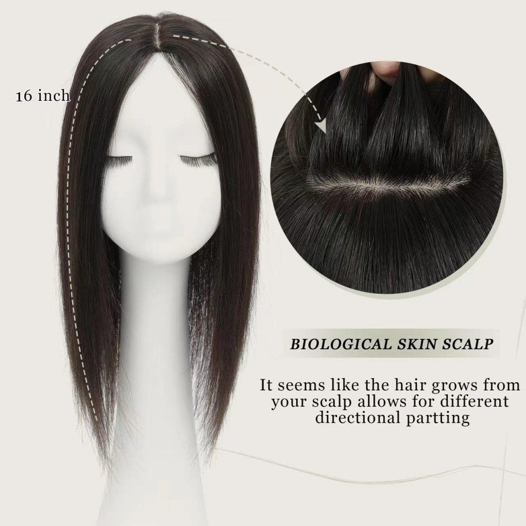 Top Hair Extension Pieces For Women Real Hair Without Bangs Lace Base Premium Remy Toppers  - Wigtrends