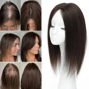 Top Hair Extension Pieces For Women Real Hair Without Bangs Lace Base Premium Remy Toppers  - Wigtrends