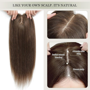 Top Hair Extension Pieces For Women Real Hair Without Bangs Lace Base Premium Remy Toppers  - Wigtrends