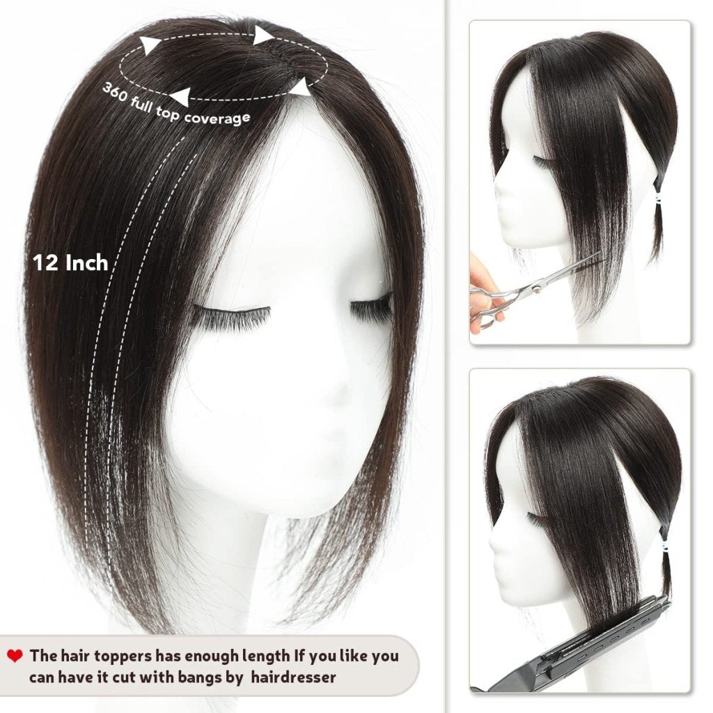 Top Hair Extension Pieces For Women Real Hair Without Bangs Lace Base Premium Remy Toppers  - Wigtrends