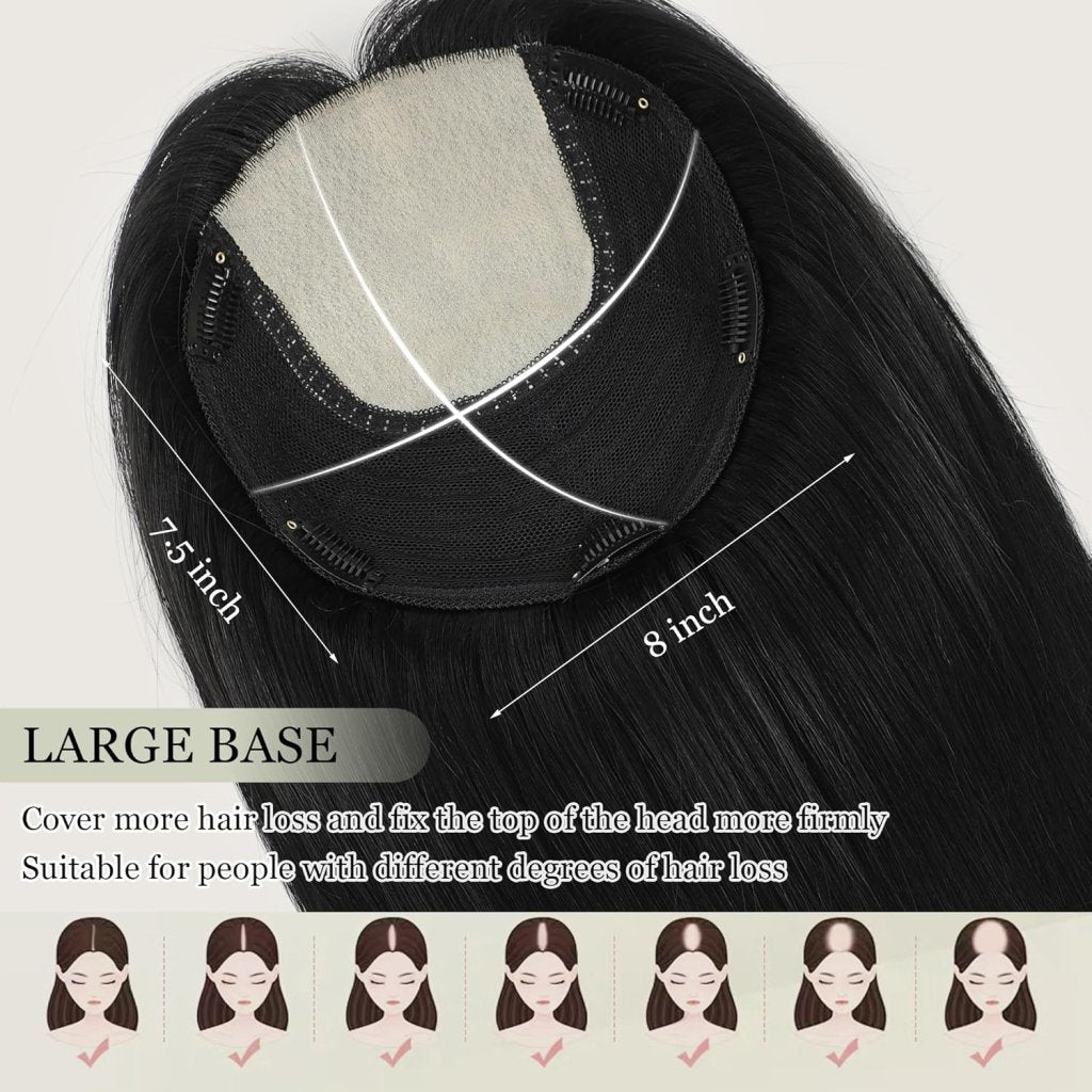 Top Hair Extension Pieces For Women Real Hair Without Bangs Lace Base Premium Remy Toppers  - Wigtrends