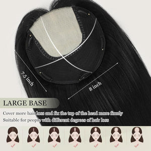Top Hair Extension Pieces For Women Real Hair Without Bangs Lace Base Premium Remy Toppers  - Wigtrends