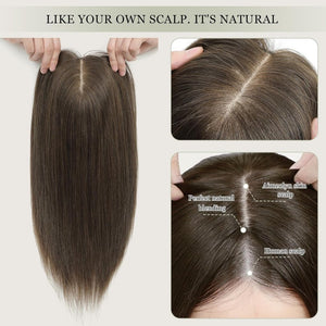 Top Hair Extension Pieces For Women Real Hair Without Bangs Lace Base Premium Remy Toppers  - Wigtrends