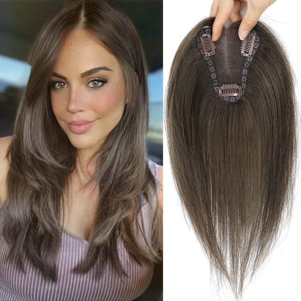Top Hair Extension Pieces For Women Real Hair Without Bangs Lace Base Premium Remy Toppers  - Wigtrends