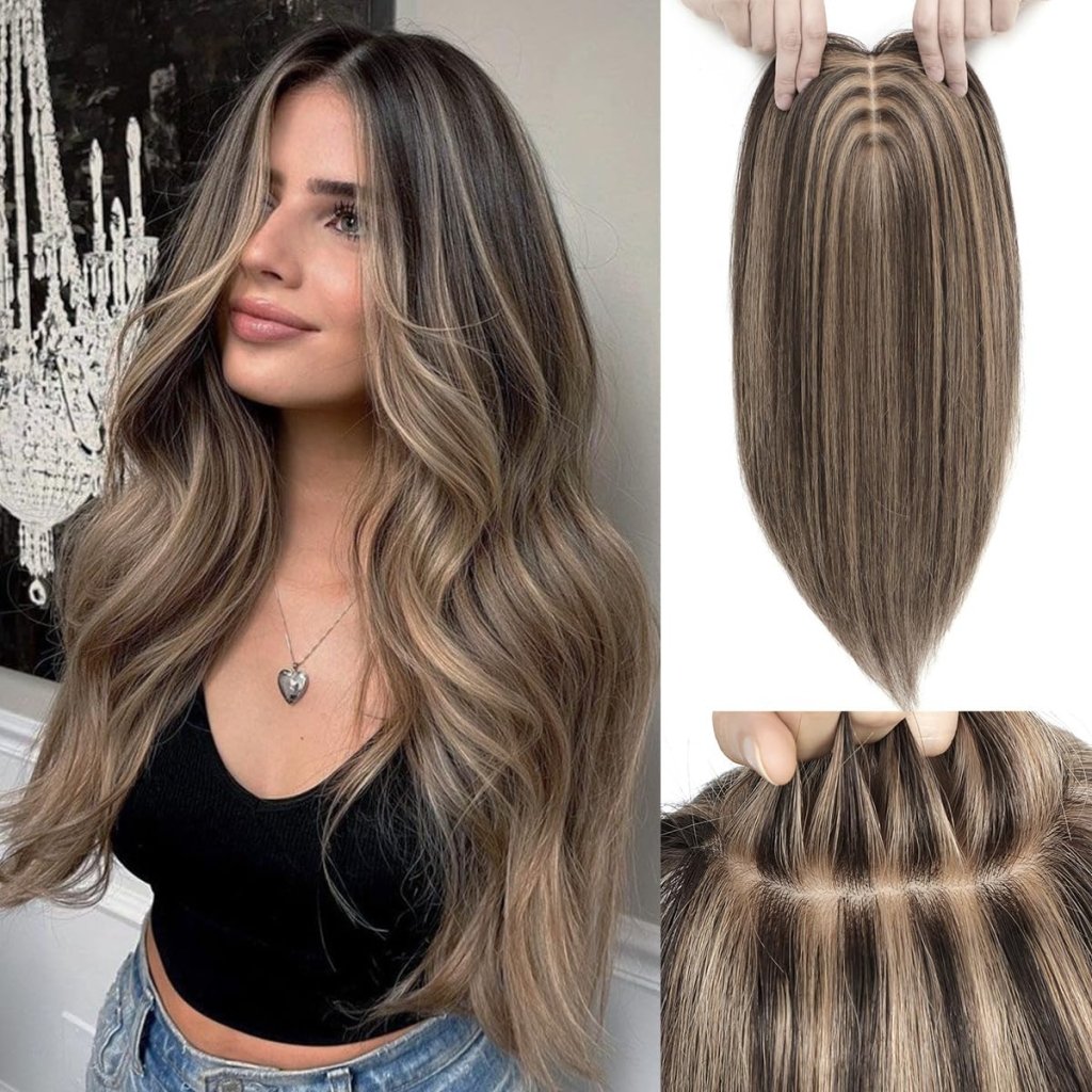 Top Hair Extension Pieces For Women Real Hair Without Bangs Lace Base Premium Remy Toppers  - Wigtrends