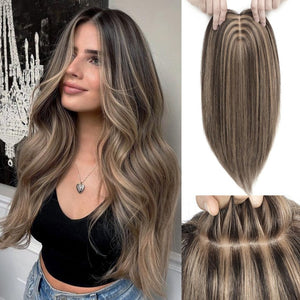 Top Hair Extension Pieces For Women Real Hair Without Bangs Lace Base Premium Remy Toppers  - Wigtrends