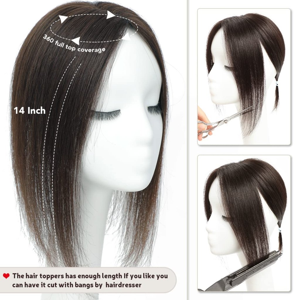Top Hair Extension Pieces For Women Real Hair Without Bangs Lace Base Premium Remy Toppers  - Wigtrends