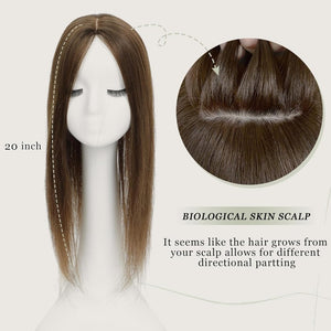 Top Hair Extension Pieces For Women Real Hair Without Bangs Lace Base Premium Remy Toppers  - Wigtrends