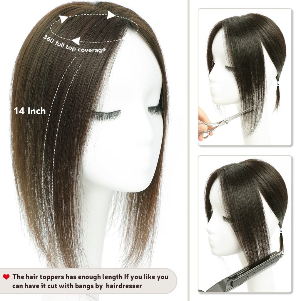 Top Hair Extension Pieces For Women Real Hair Without Bangs Lace Base Premium Remy Toppers  - Wigtrends